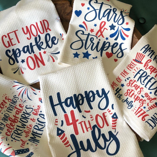 4th of July weave towel set, Fun & Functional kitchen towel, Sweat towel, bar towel.