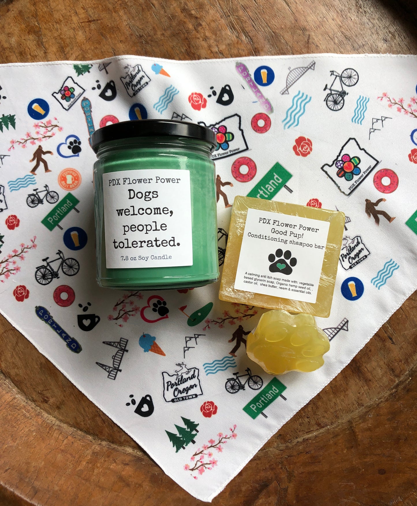 PDX Flower Power " Dogs welcome, people tolerated" soy candle