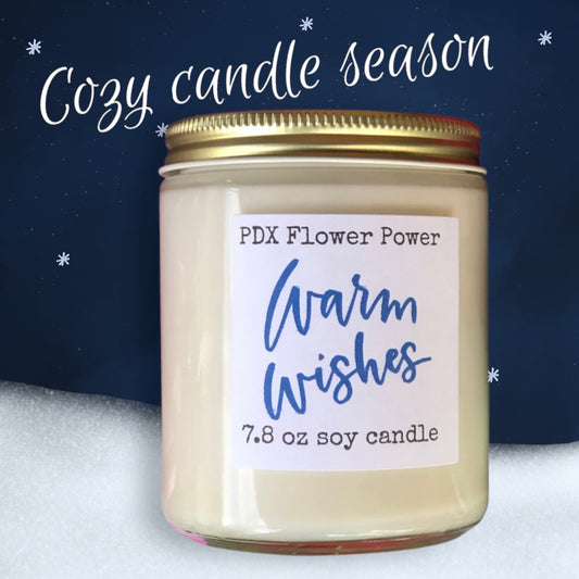 Warm Wishes Candle, Festive candle, PDX Flower Power Soy candle, holiday candle