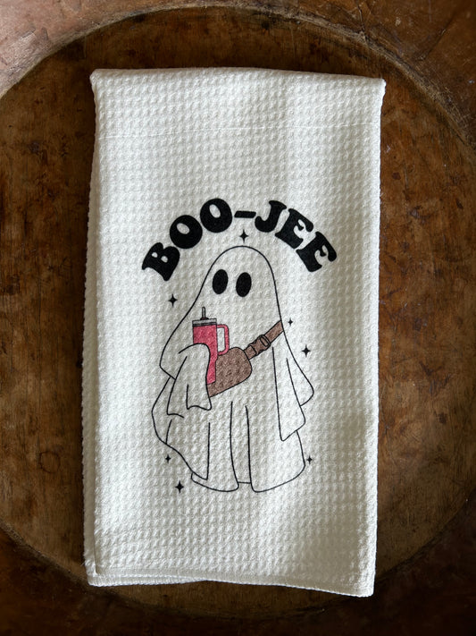 boo- jee Hydrated ghost Towel, fun towel with ghost and water bottle,
