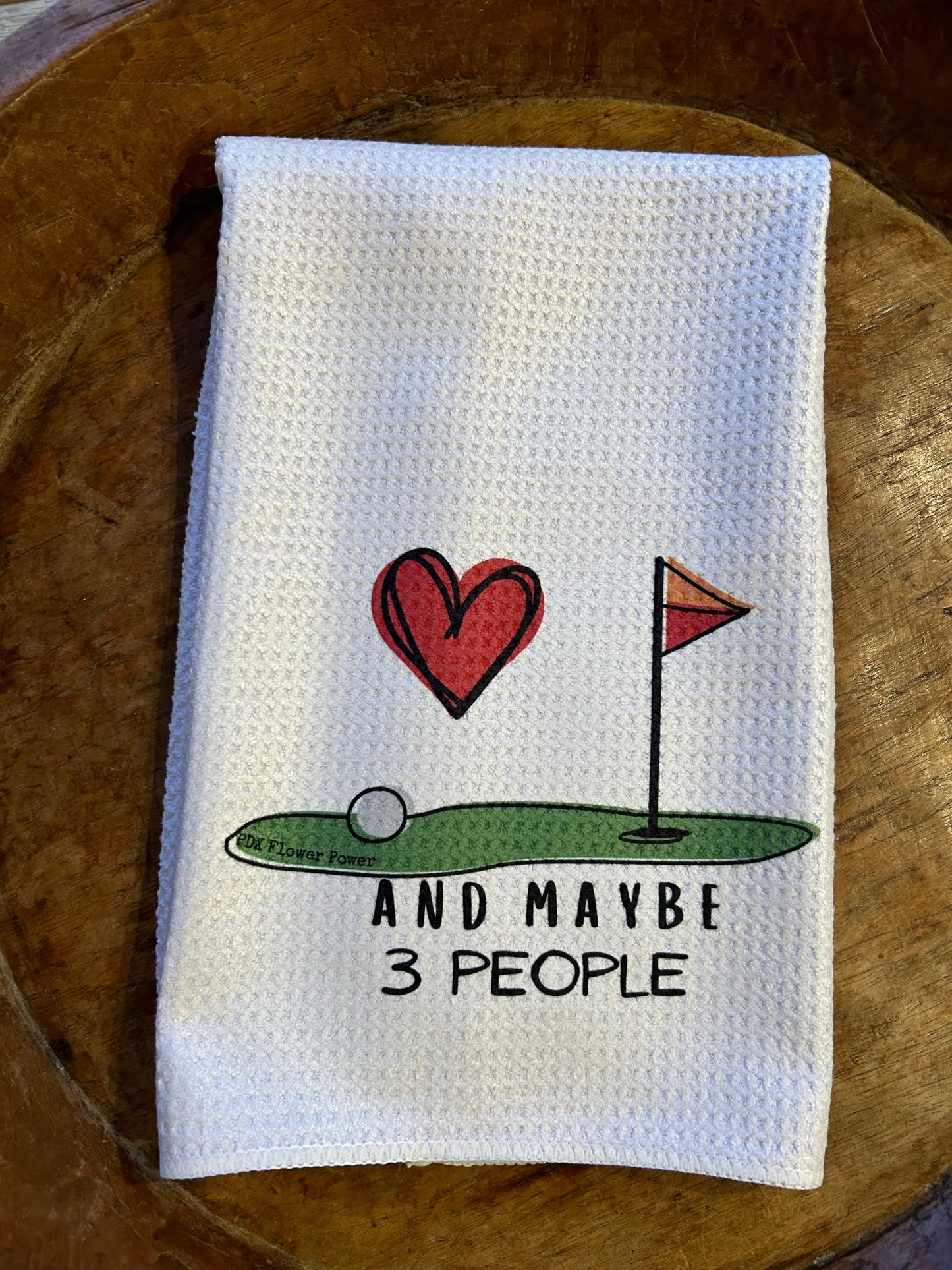 Love golf and maybe 3 people waffle weave towel, gift for golfers, fun golf towel.