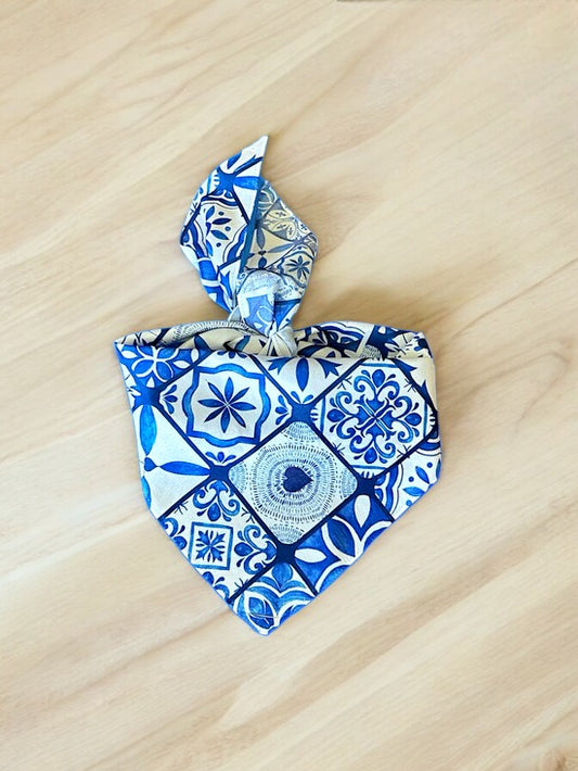 Blue & White dog bandana