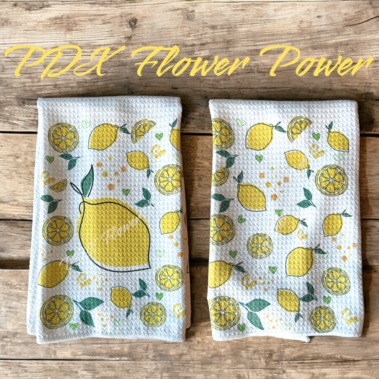 Lemon Towel set, Cheery Kitchen towel, Citrus towel, lemon gifts, cheery lemon towels