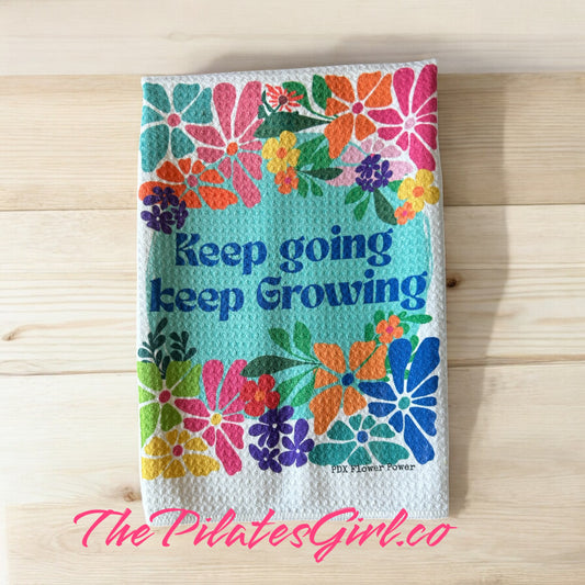 Keep Going Keep growing towel,Floral encouragement towel, flower power towel