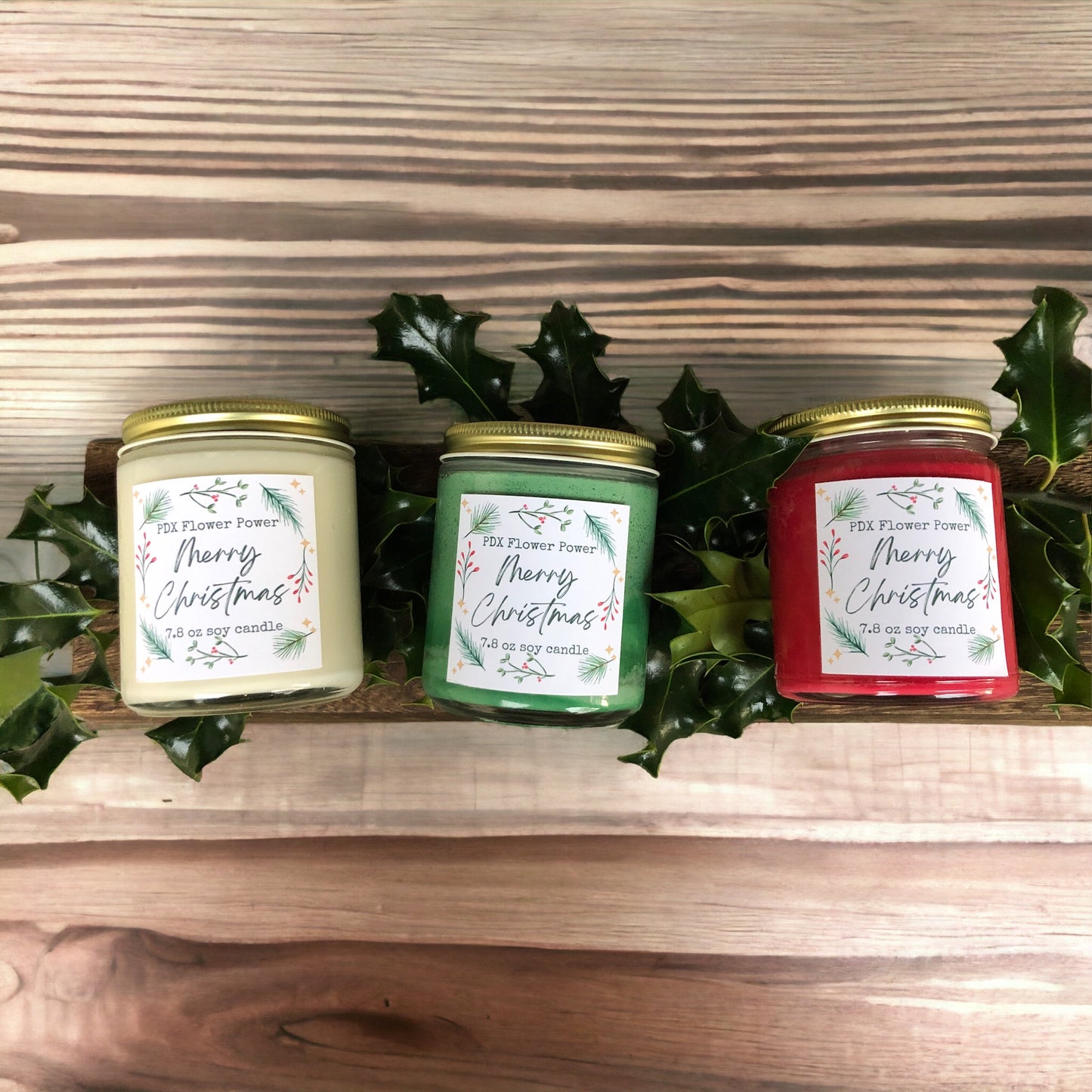 Merry Christmas soy candle set, winter candle set, holiday candles