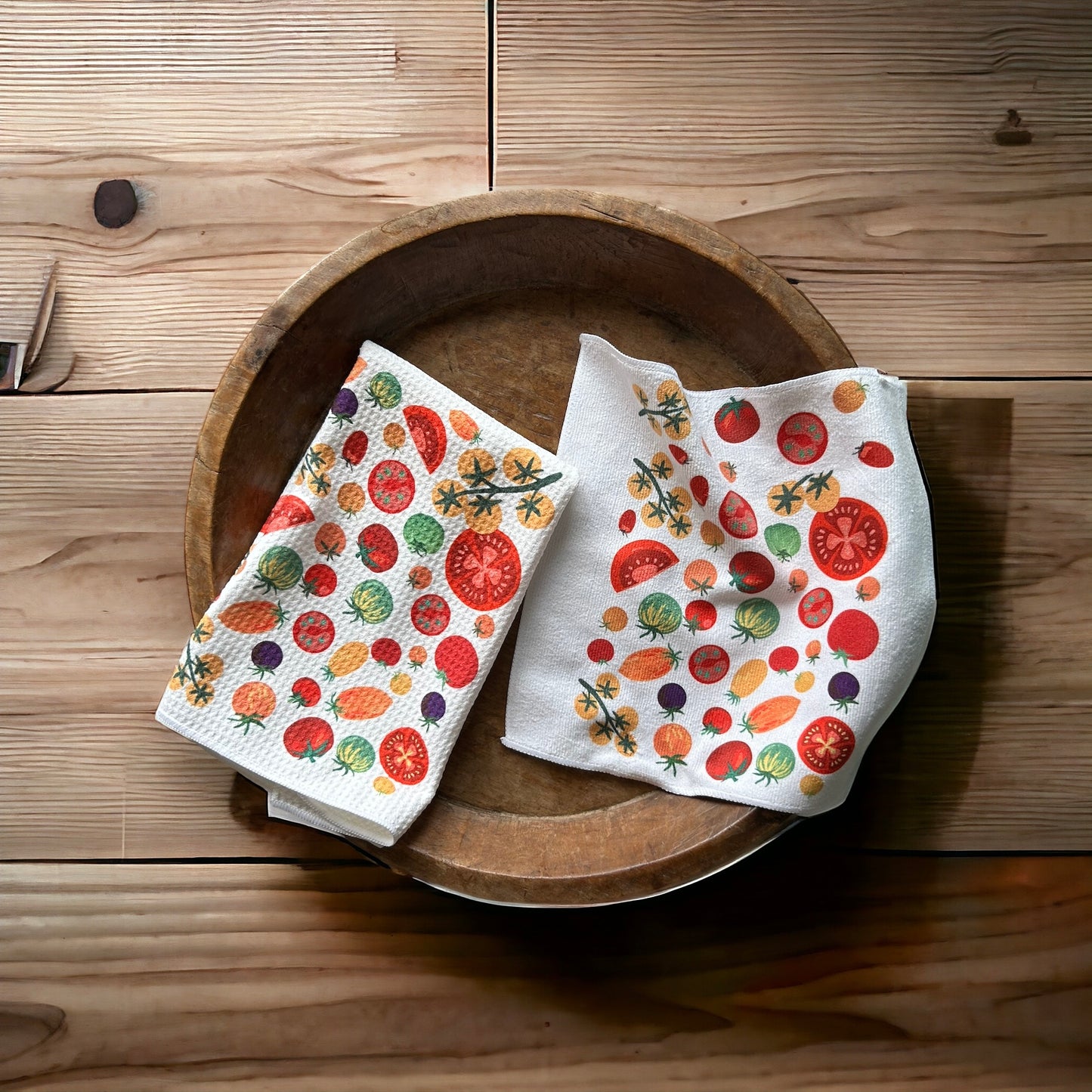 Heirloom tomato towel set (Waffle Weave & Microfiber Washcloth)