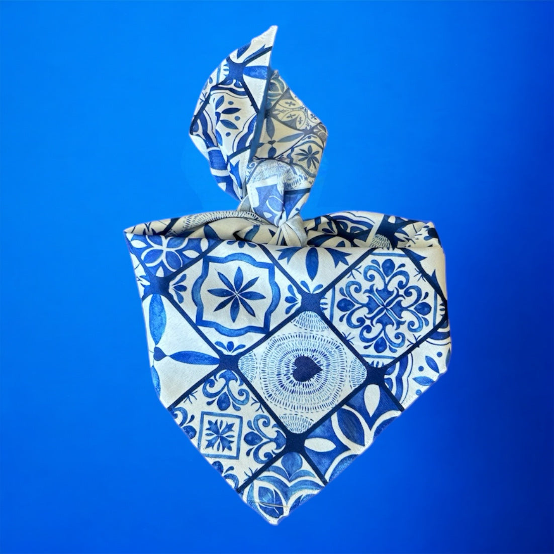 Blue & White dog bandana