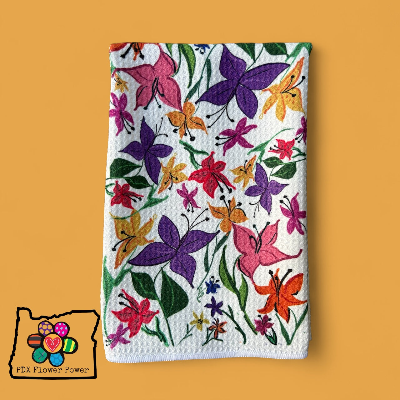 Flower Towel Set (Waffle Weave & Microfiber Washcloth)
