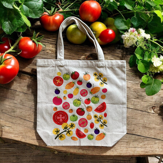 Garden tomato tote bag, Custom Tomato re-usable bag, Unique tomato tote, gift for gardener.