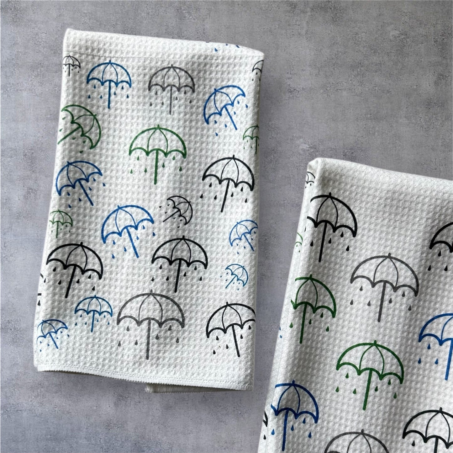 Oregon Rain towel set, Umbrella design, Rain waffle weave towel