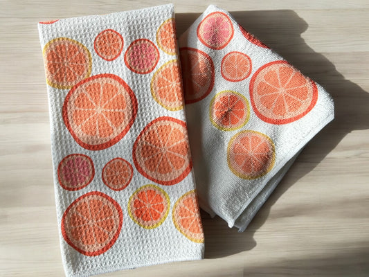 Citrus towel set, Citrus dish towels, gift for mom, mothers day gifts, hostess gifts