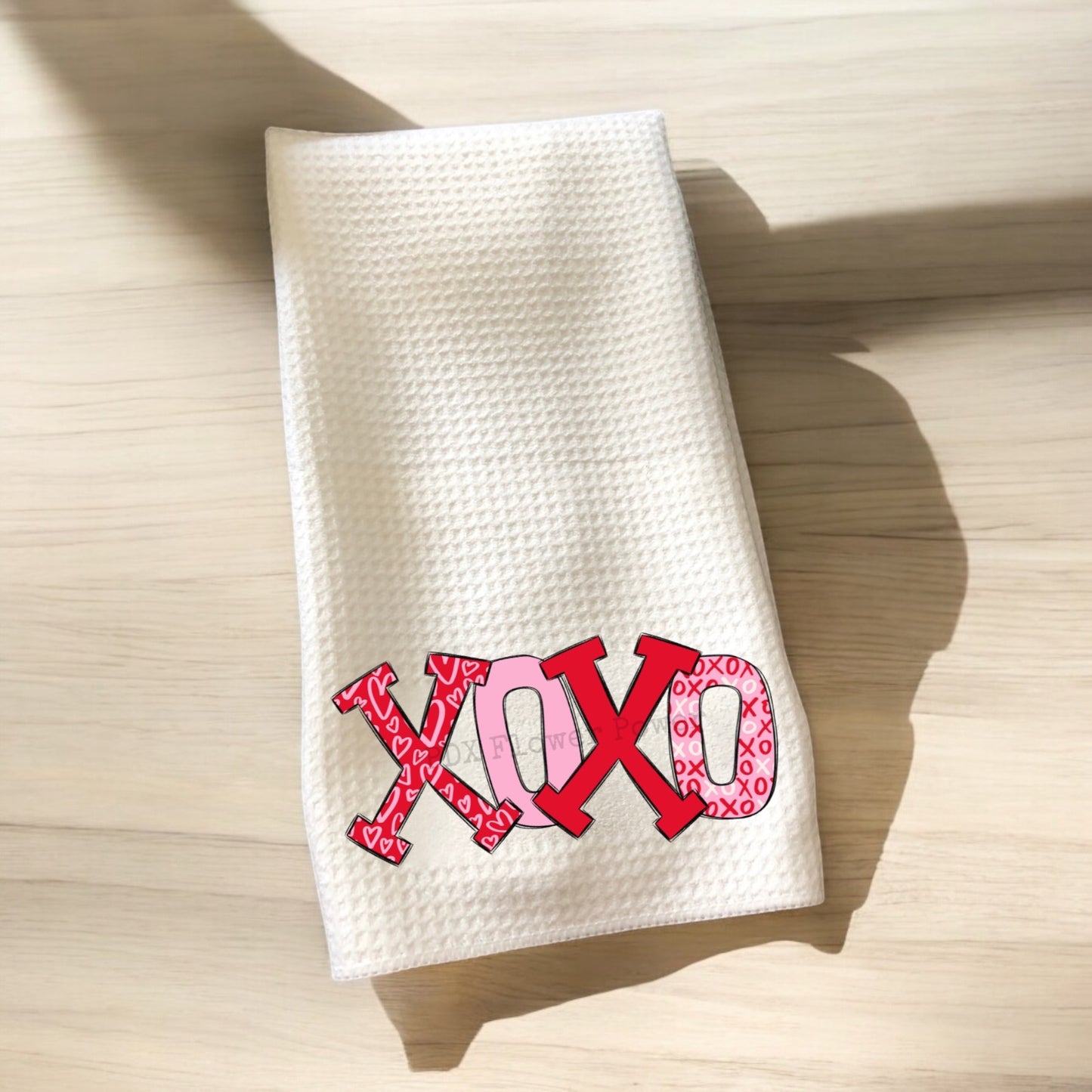 XOXO Waffle weave towel, Valentine heart towel, Valentines gifts
