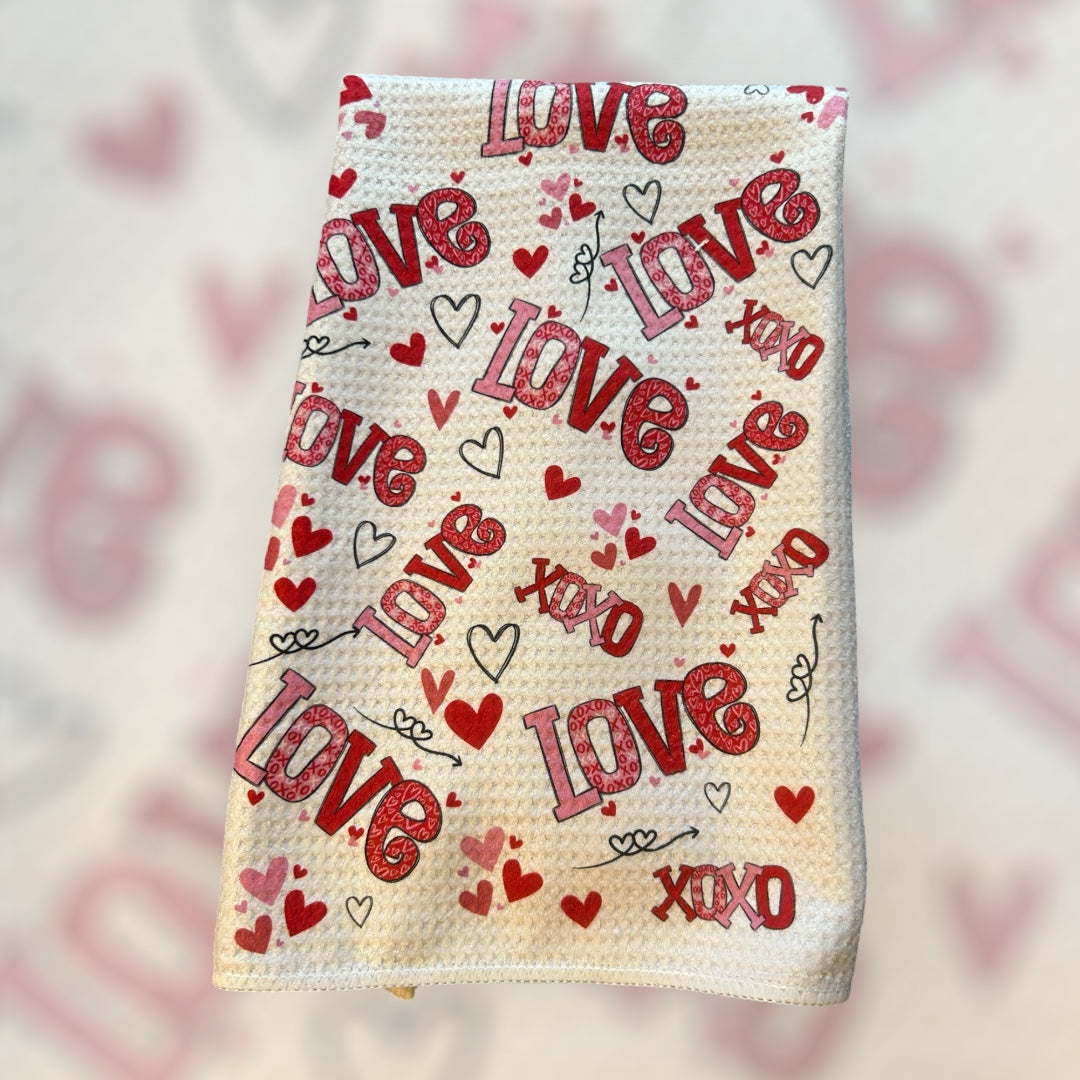 LOVE weave towel, Valentine heart towel, Valentines gifts
