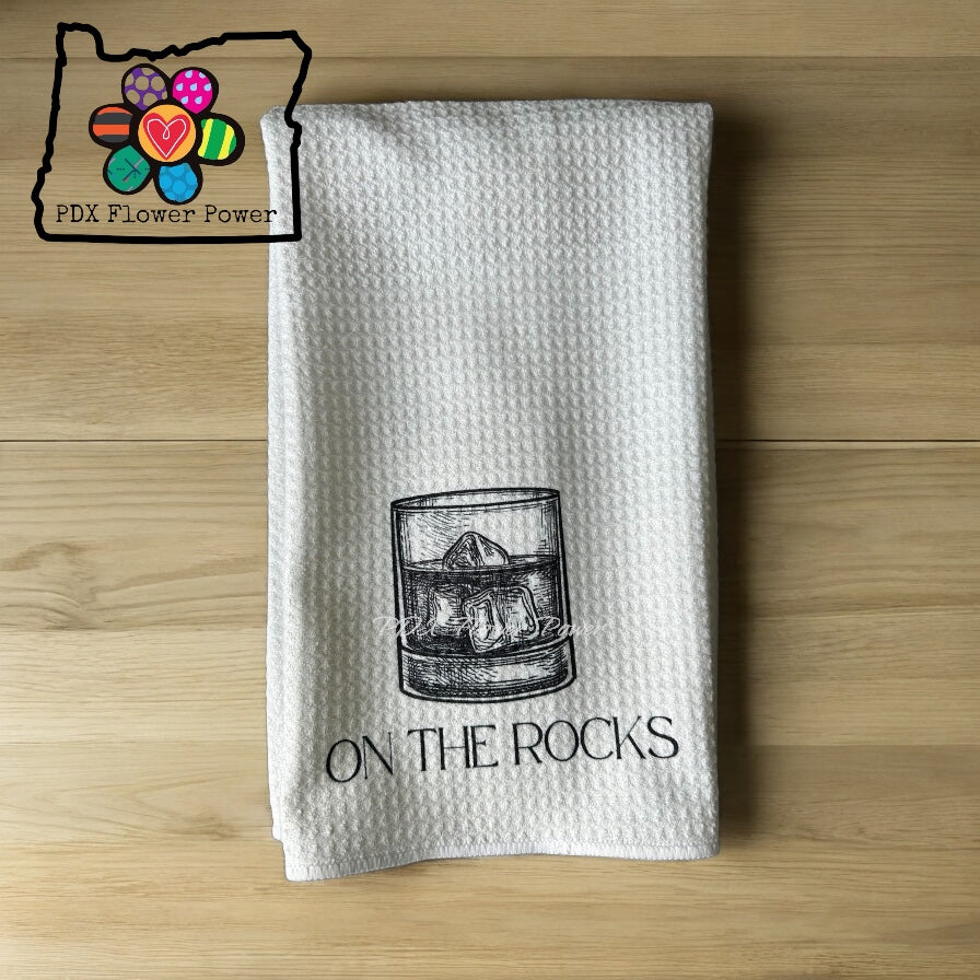 Whiskey towel set, Keep it neat towel, On the rocks towel, funny drinking towels