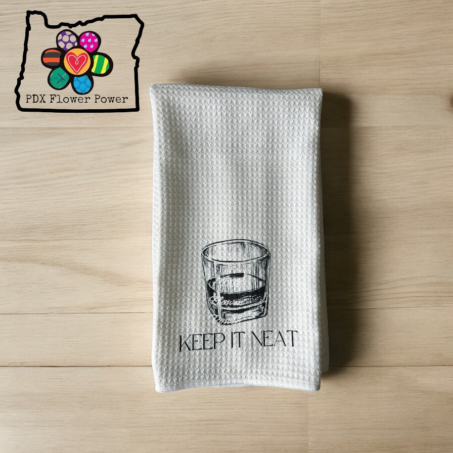 Whiskey towel set, Keep it neat towel, On the rocks towel, funny drinking towels