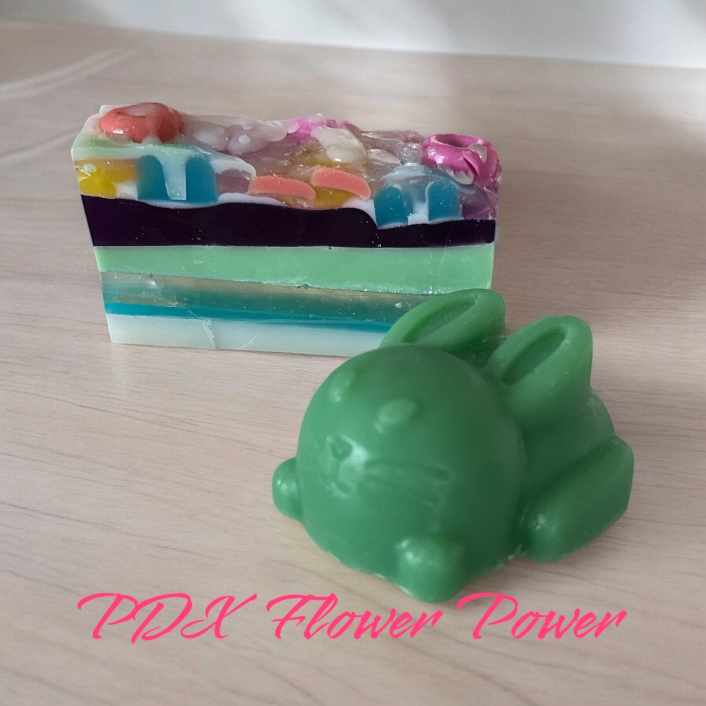 Spring Bunny & Fruit looped Set, Bunny soap, Fruit loop soap, Easter gifts, hostess gifts, easter basket.
