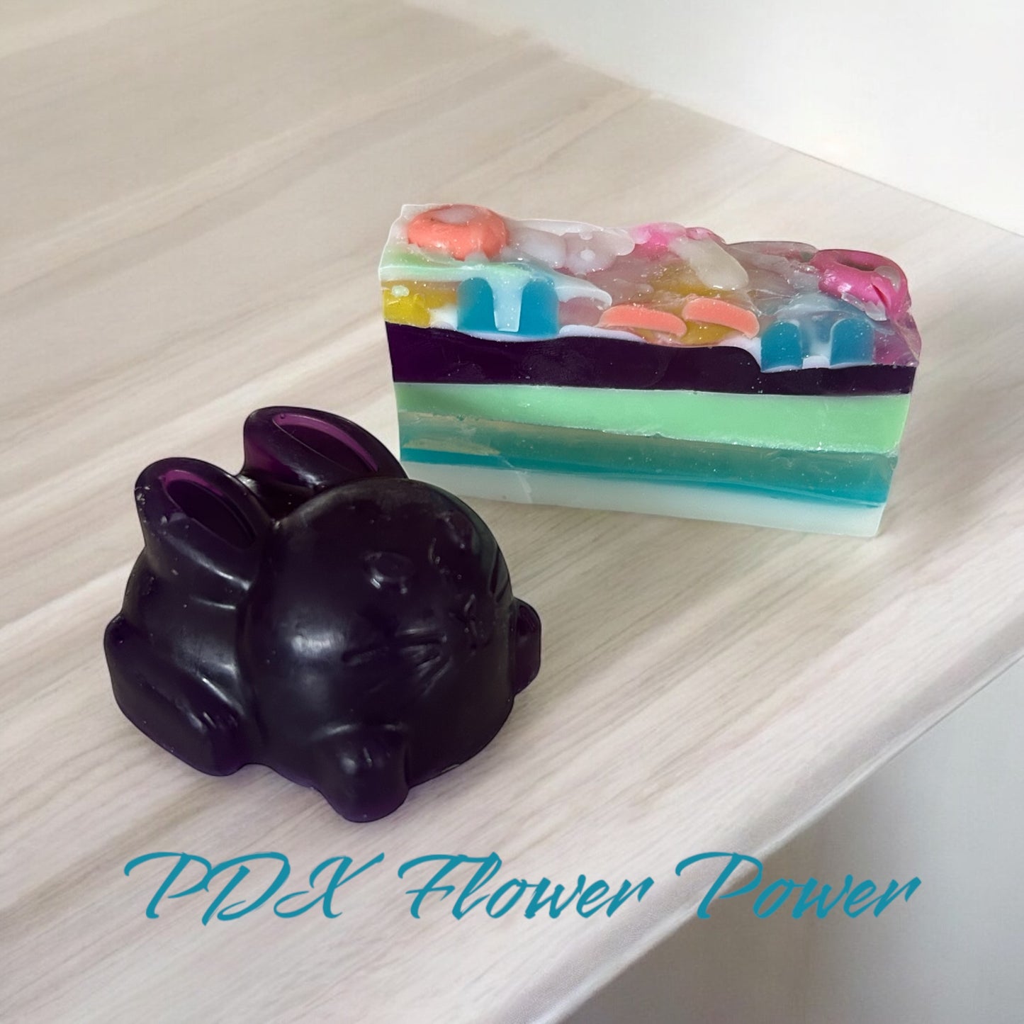Spring Bunny & Fruit looped Set, Bunny soap, Fruit loop soap, Easter gifts, hostess gifts, easter basket.