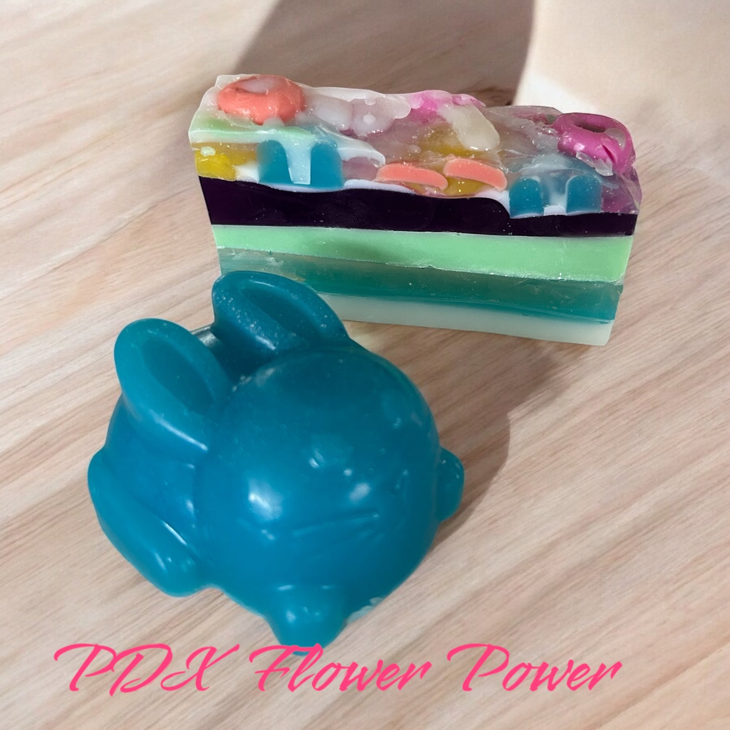 Spring Bunny & Fruit looped Set, Bunny soap, Fruit loop soap, Easter gifts, hostess gifts, easter basket.