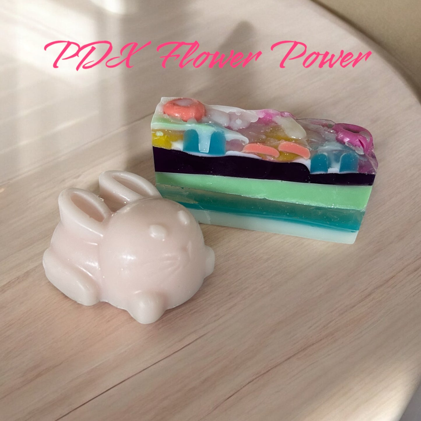 Spring Bunny & Fruit looped Set, Bunny soap, Fruit loop soap, Easter gifts, hostess gifts, easter basket.
