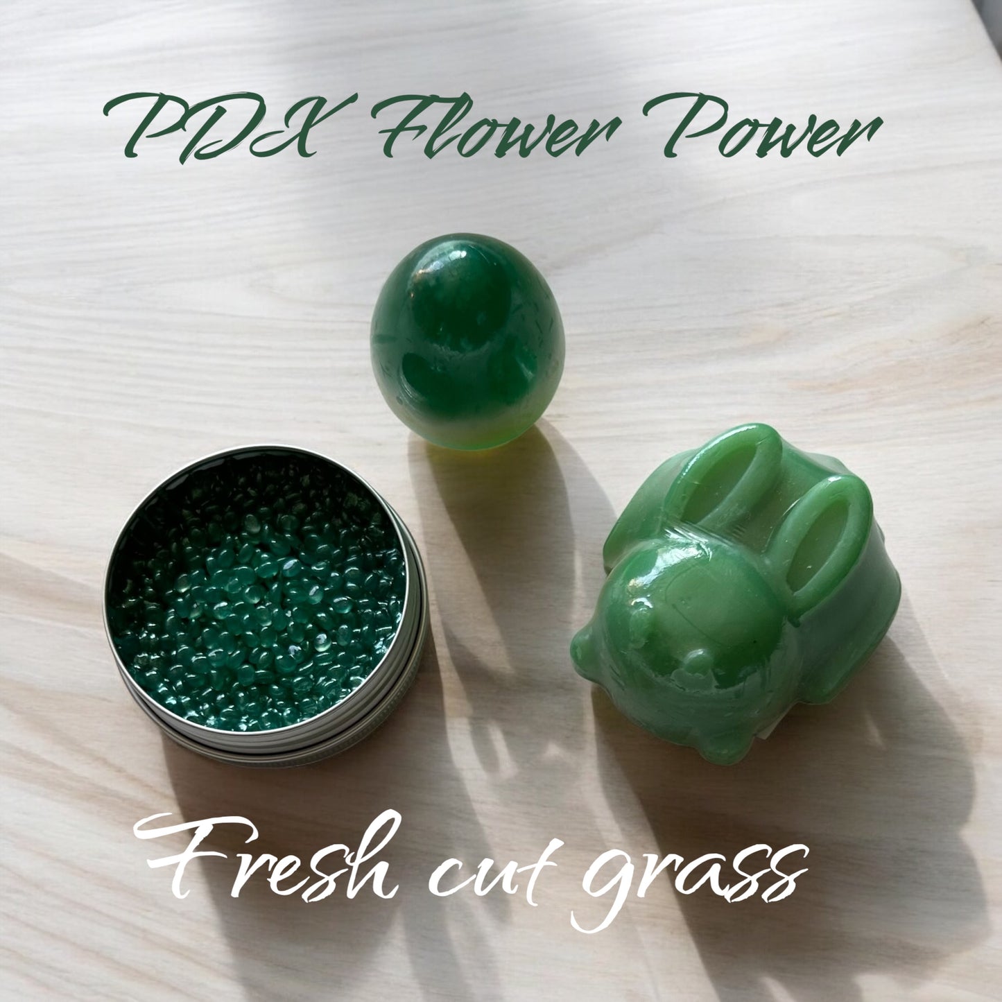 Fresh Cut grass Bunny trio. Egg soap, Scent tin & Bunny soap. Easter Gift Set