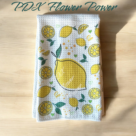 Lemon Towel, Cheery Kitchen towel, Citrus towel, lemon gifts, cheery lemon towel