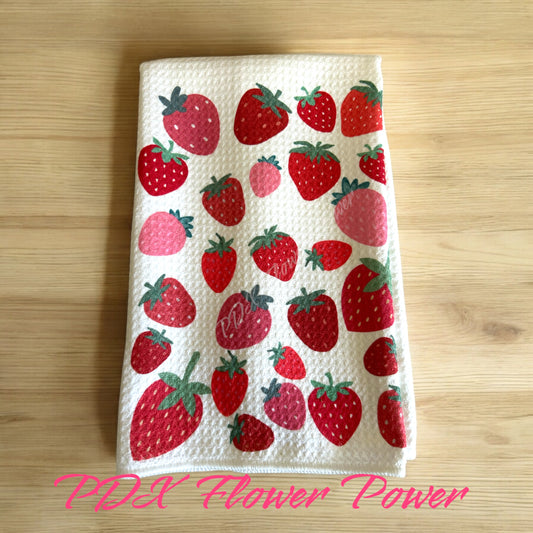 Strawberry Towel, Cheery Kitchen towel, berry towel, strawberry gifts, cheery strawberry towel