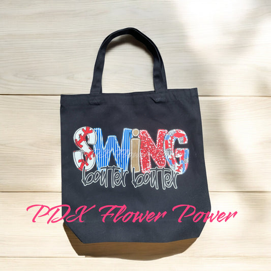 Baseball canvas tote, Small canvas tote bag, Baseball bag, play ball tote