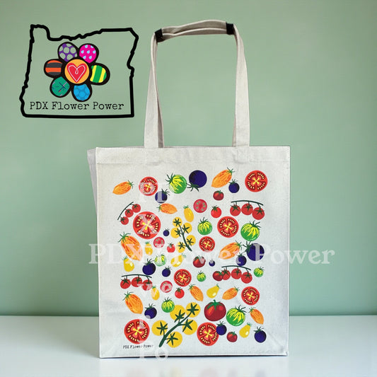 Garden Tomato Tote Bag - Custom Canvas Reusable Bag | PDX Flower Power