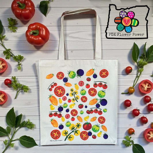 Garden Tomato Tote Bag - Custom Canvas Reusable Bag | PDX Flower Power