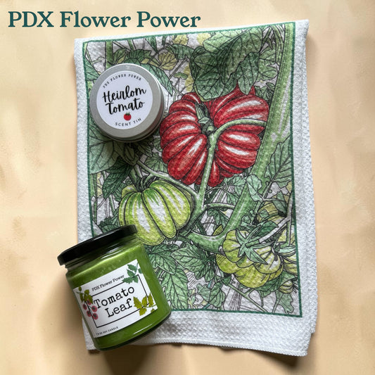 Tomato gift set, Tomato candle, tomato scent tin, tomato towel, Kitchen & Garden | PDX Flower Power (Copy)