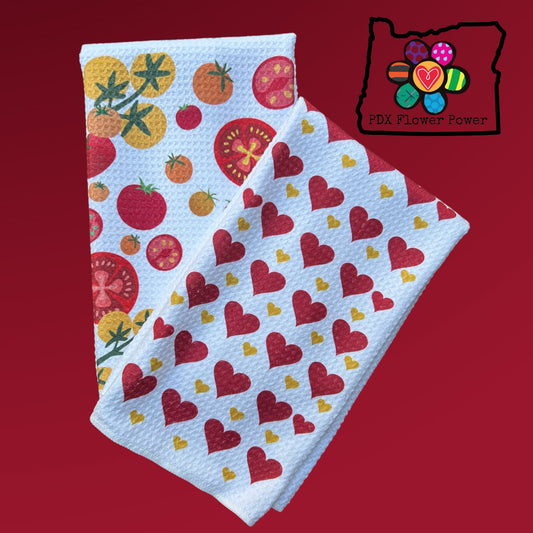 Tomato Love Towel Set - Valentine's Kitchen Towels | PDX Flower Power