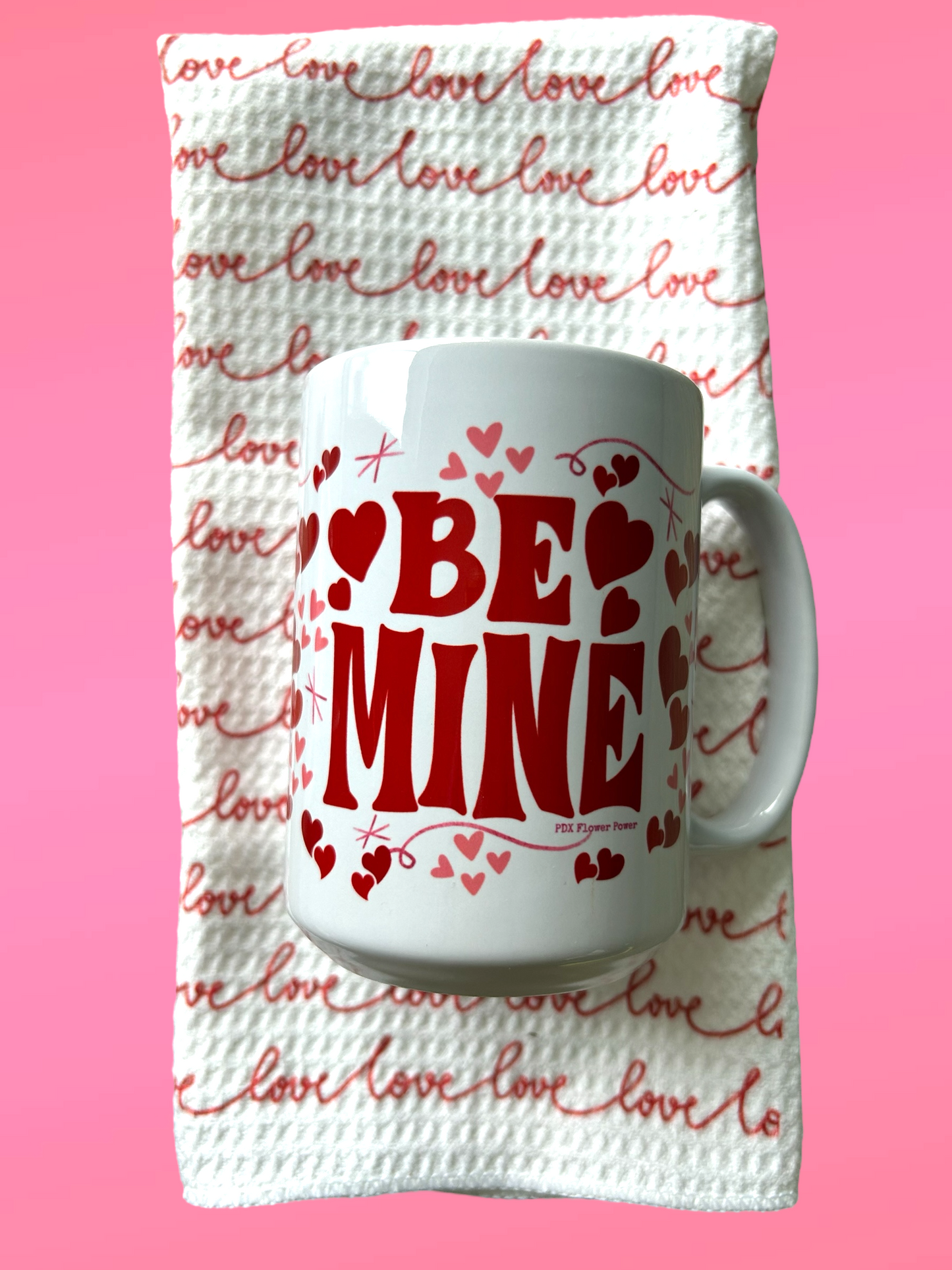 Be Mine valentine mug and towel set, gifts for valentines day, Love towel, be mine mug