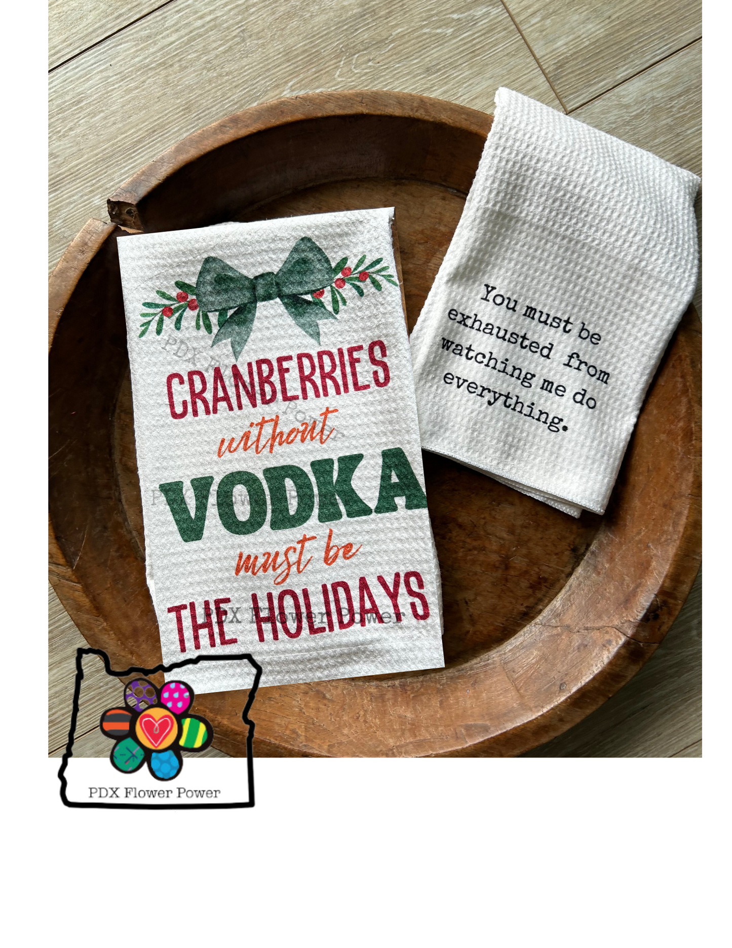 Funny Holiday Towel set, Holiday bar towel set, funny towel set, hostess gift, stocking stuffers, custom towels