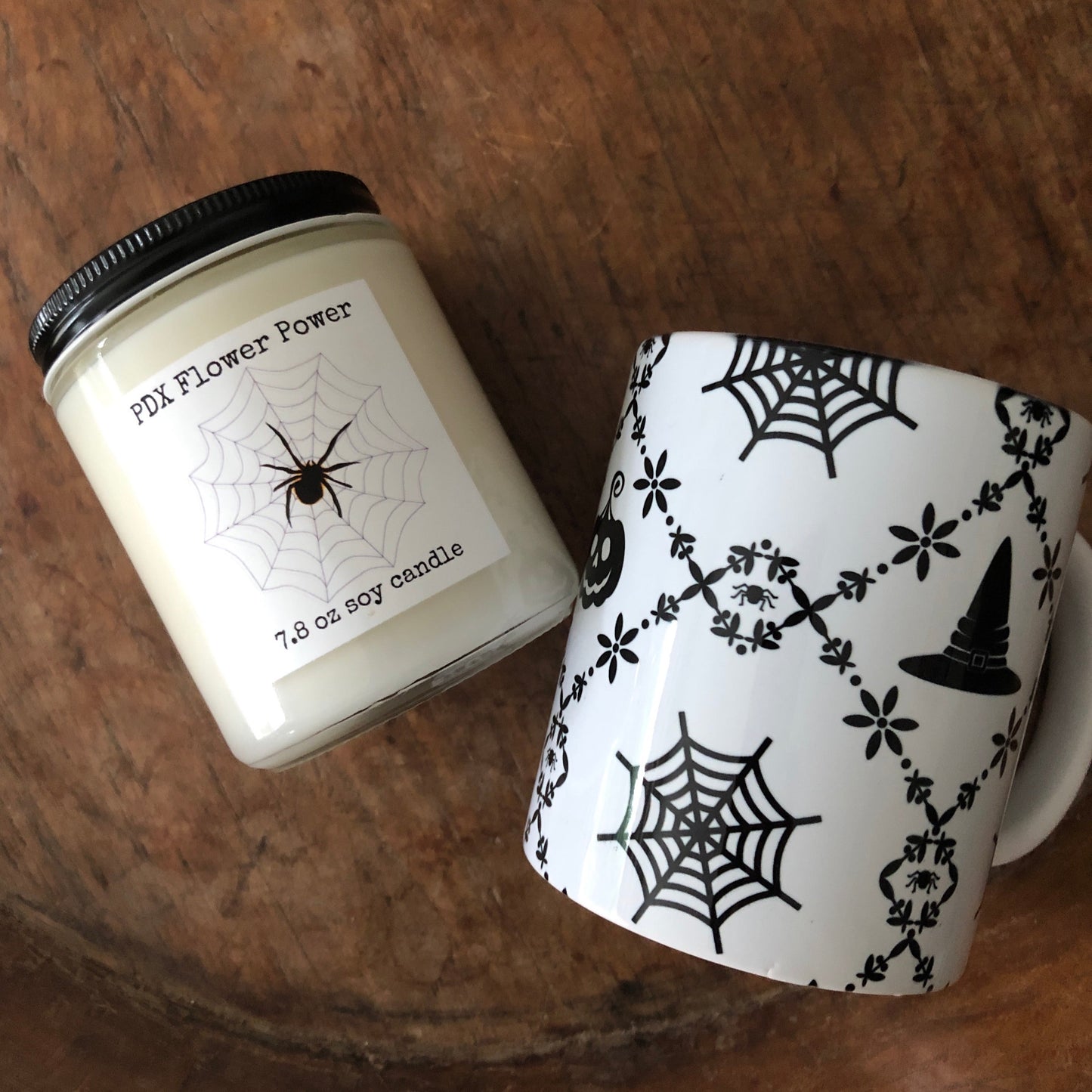 spider web spooky soy candle