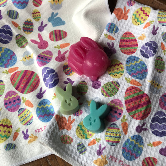 Easter towel & soap Set, Easter Basket gifts, Easter egg towel, bunny soaps, easter decor
