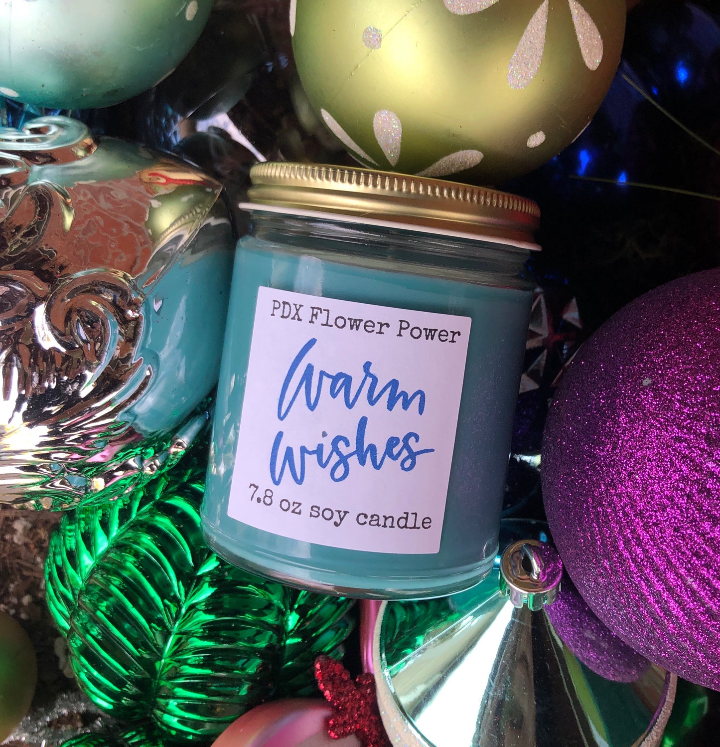 PDX Flower Power "Warm Wishes" handcrafted soy candle