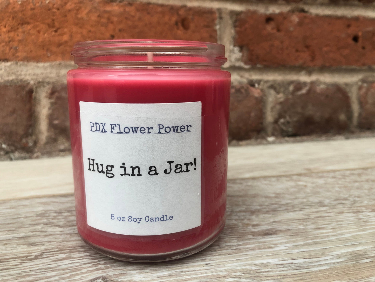 Natural Soy Candle Hug in a Jar, PDX Flower Power handcrafted soy candle, Assorted colored Hug in a jar candles, Handmade soy candle, custom