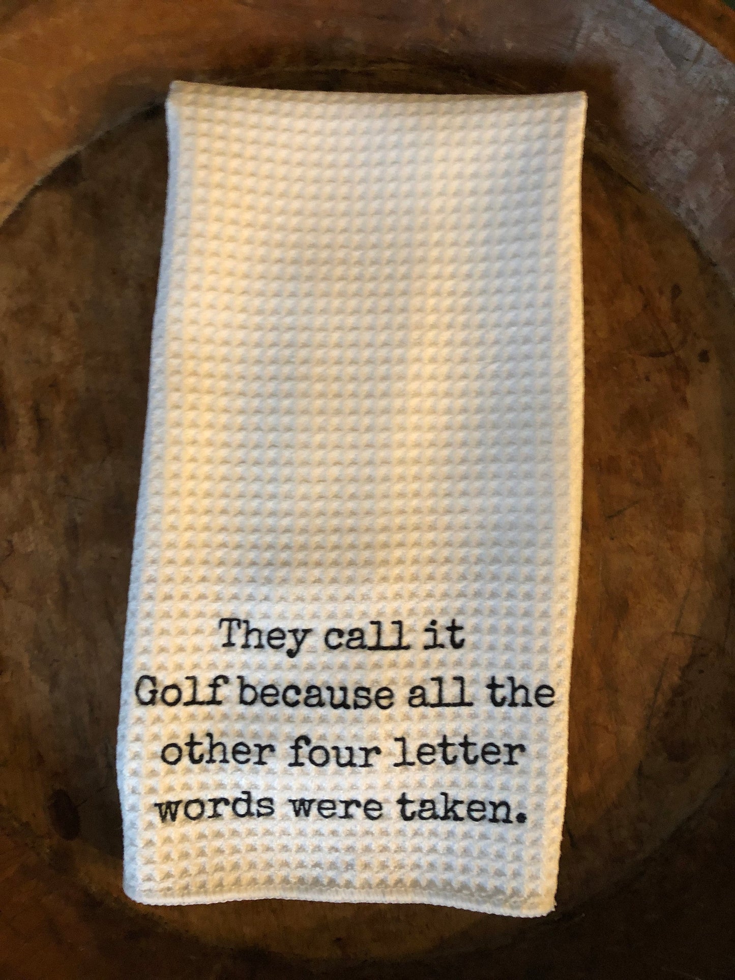 Funny Golf Waffle Weave Towel