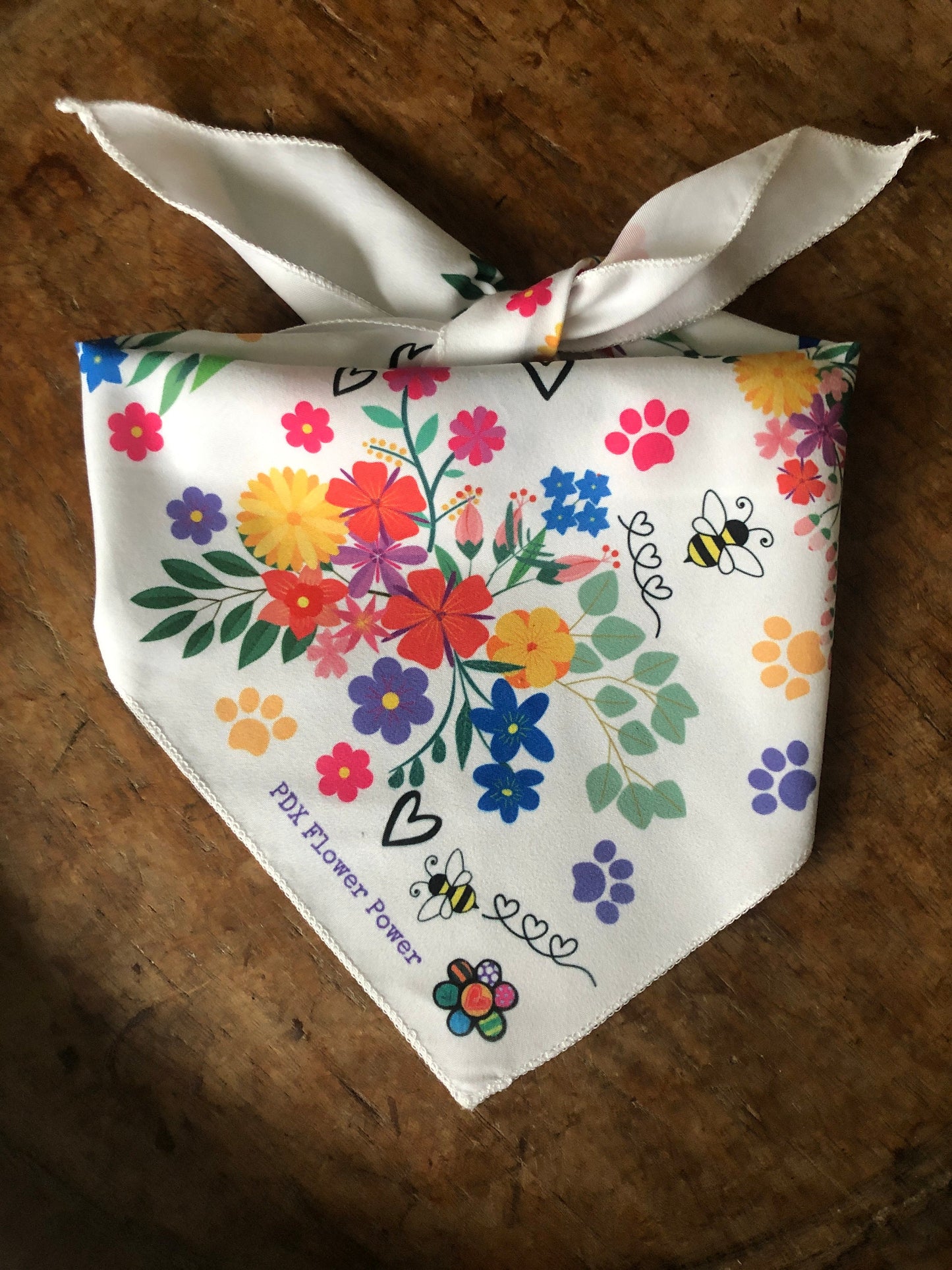 Floral dog bandana, Pet bandana, spring bloom bandana, fun floral bee bandanna.