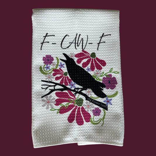 Funny floral Crow Waffle Weave Towel, F-CAW-F| PDX Flower Power