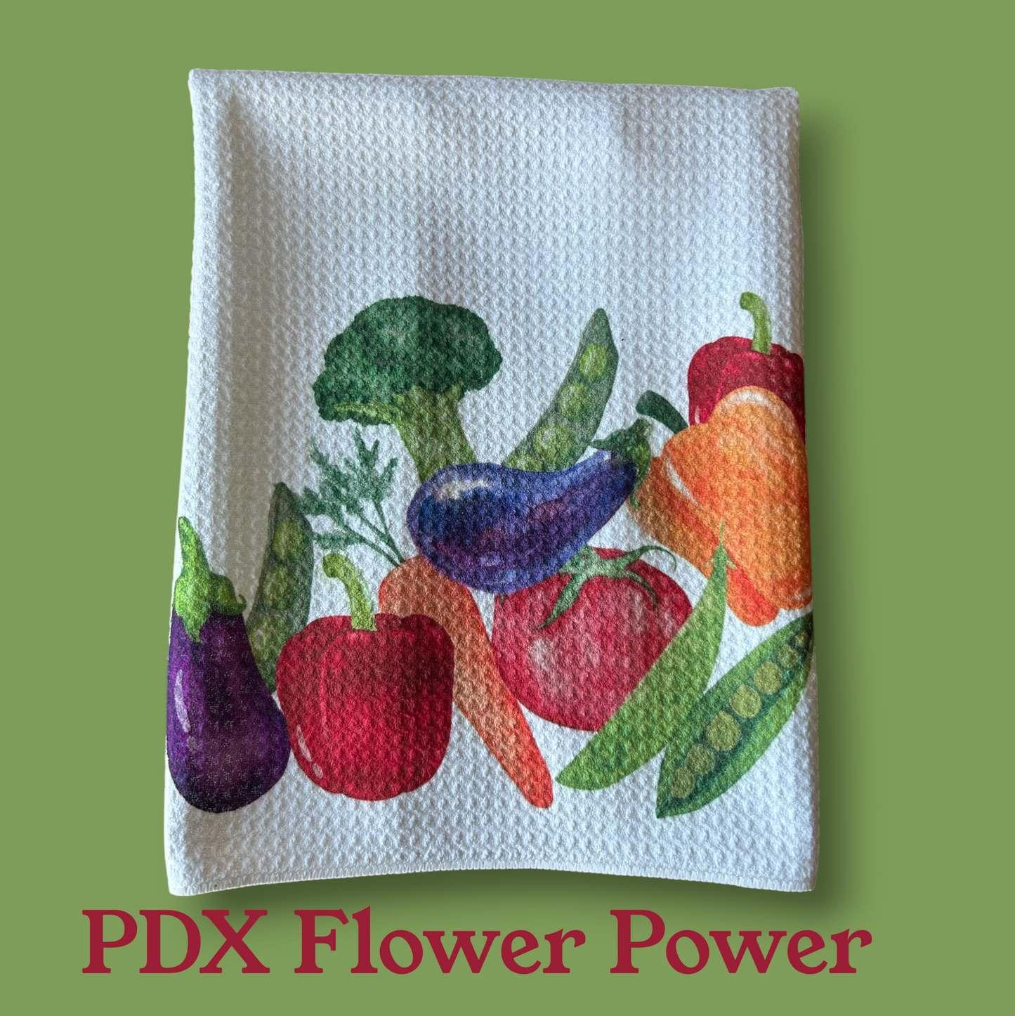 Garden Vegetable Towel Set - Waffle Weave Kitchen Towels | PDX Flower Power