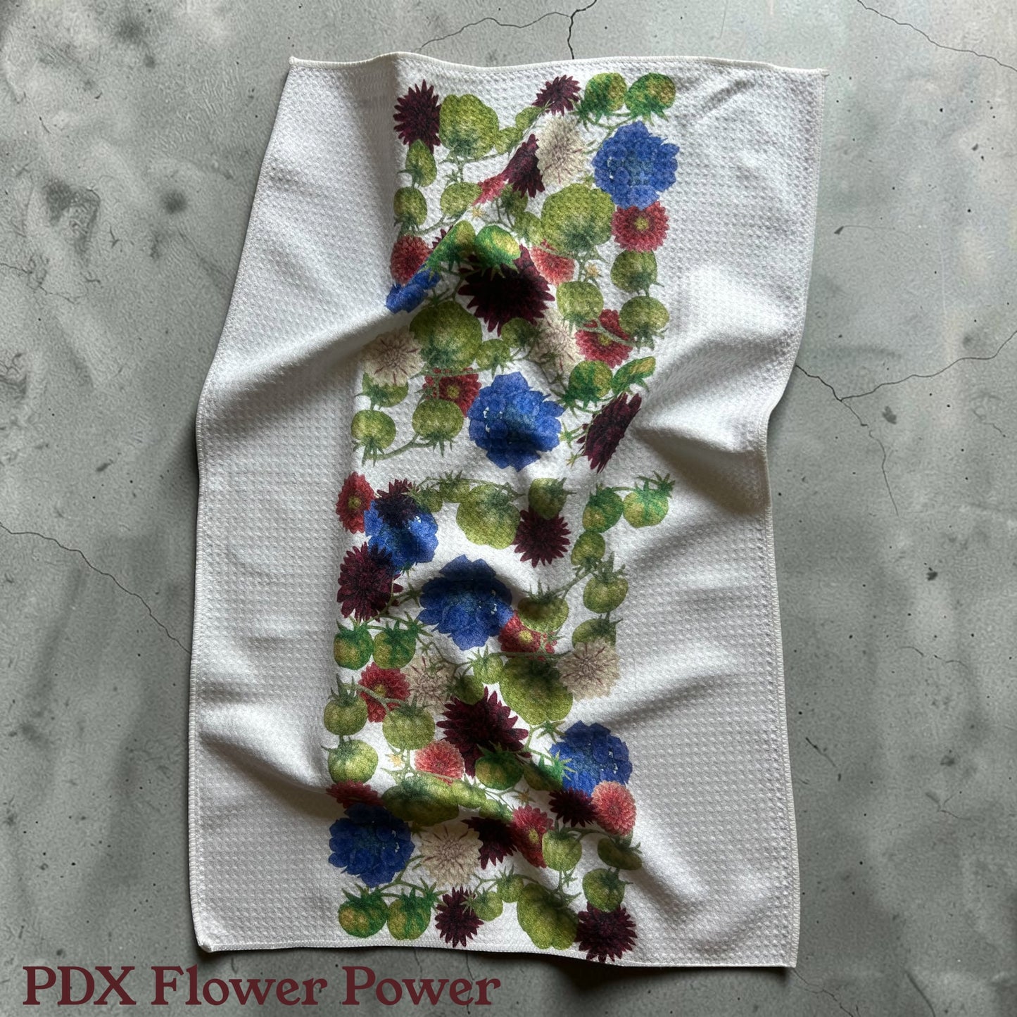 Green tomato Dahlia towel set, Kitchen & Garden Towels | PDX Flower Power
