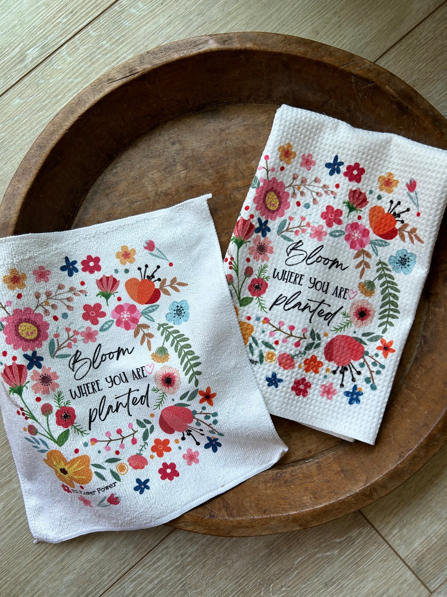 Bloom where you are planted towel set. Fun and functional towel, gifts for gardeners