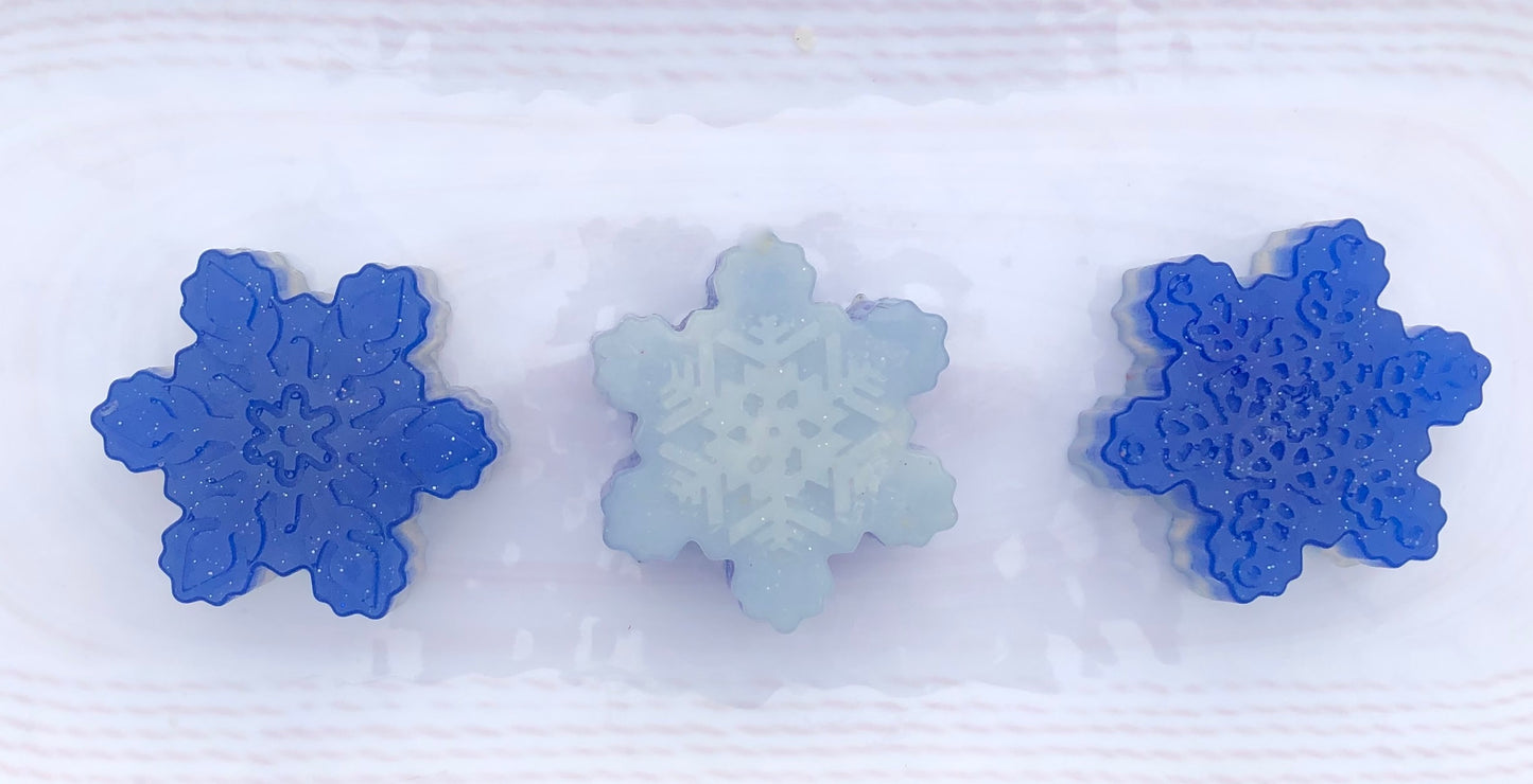 Snow Flake soap set of 3, PDX Flower Power Alpine frost snow flake soaps
