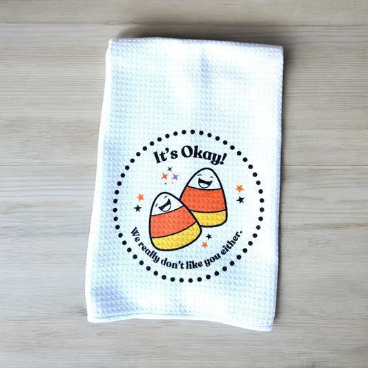 Candy Corn funny towel, Fall kitchen towel, Funny Fall towel