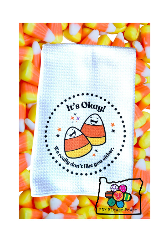 Candy Corn funny towel, Fall kitchen towel, Funny Fall towel