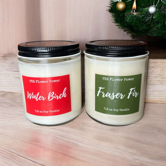 Fraser Fir & Winter Birch soy candle set, Holiday candle set, Christmas tree candles