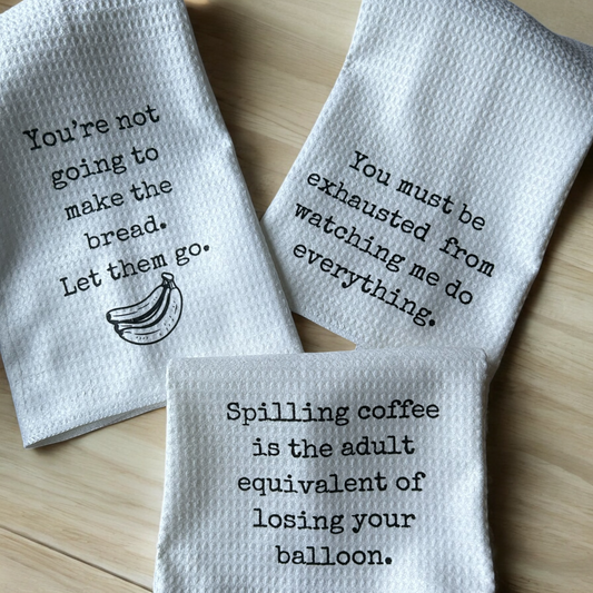 funny kitchen towel set, sarcastic towel set, towel gift set