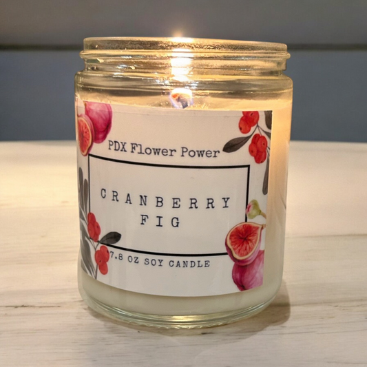 Cranberry Fig handcrafted soy candle, 100% soy candle, reusable glass jar.