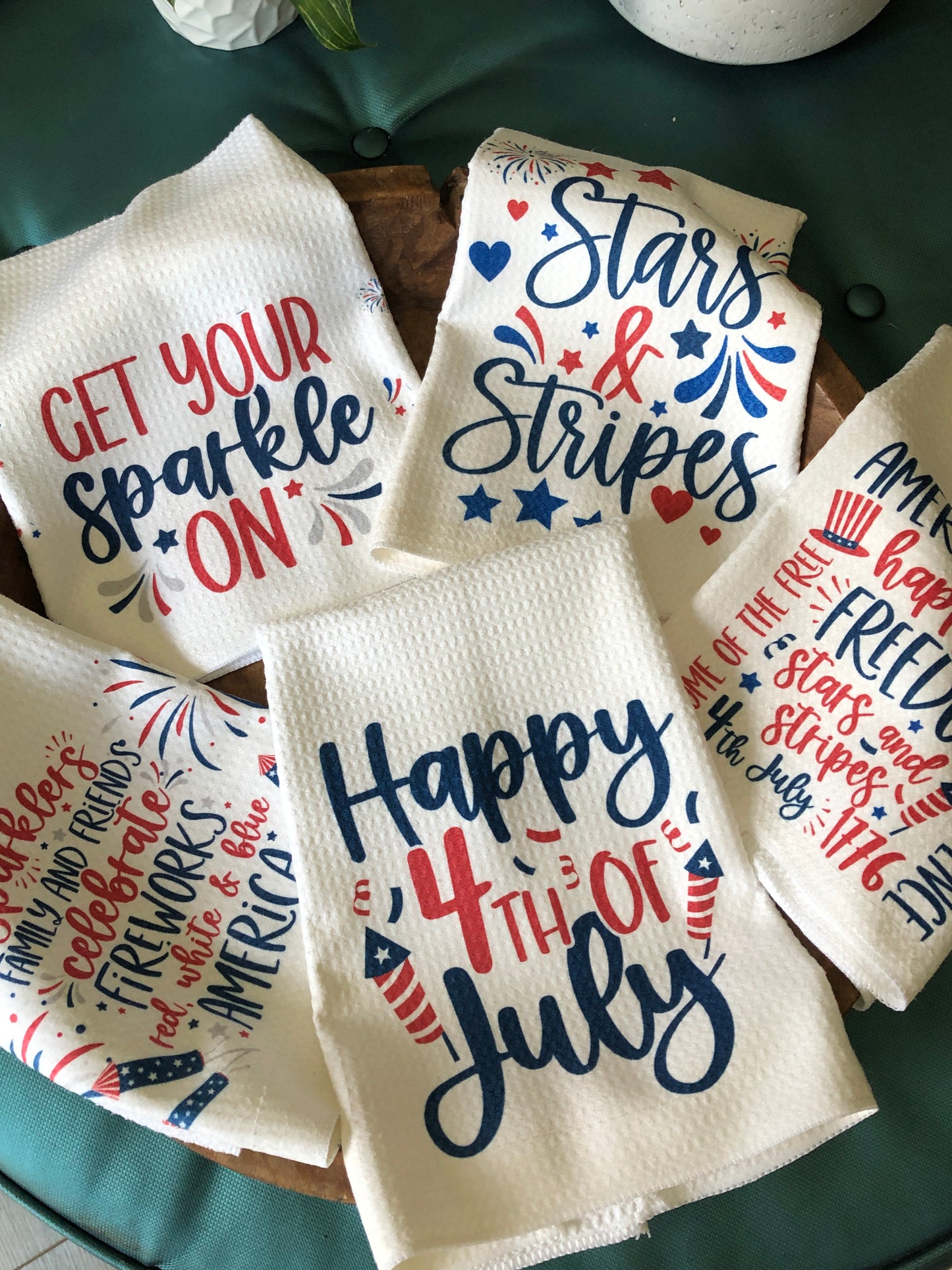 Stars and Stripes waffle weave towel, Fun & Functional kitchen towel, Sweat towel, bar towel.